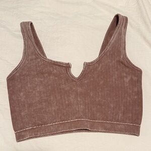 Zenana Outfitters Brown Ribbed Tank Top